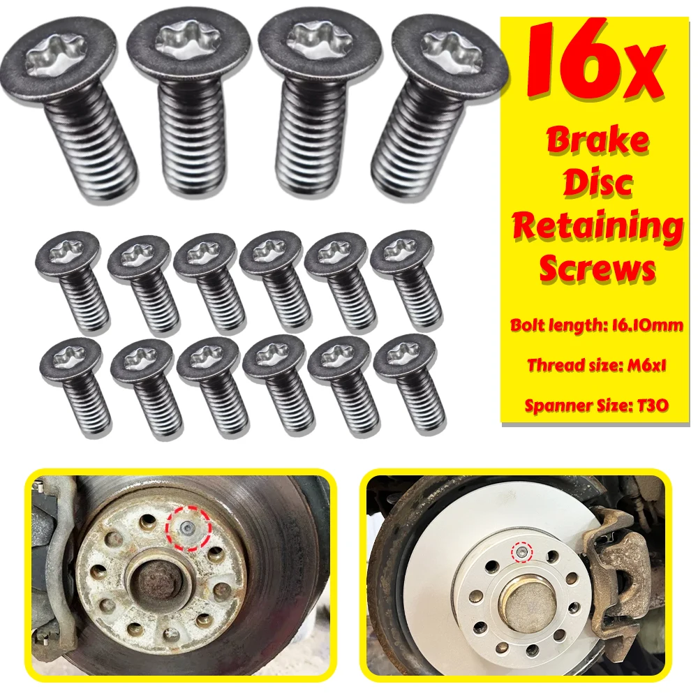 16PC Hex Socket Countersunk Bolt FOR Seat Ibiza Leon Toledo Mk2/3/4 1M 5P Brake Rotor Disc Retaining Screw Stainless Steel Spare