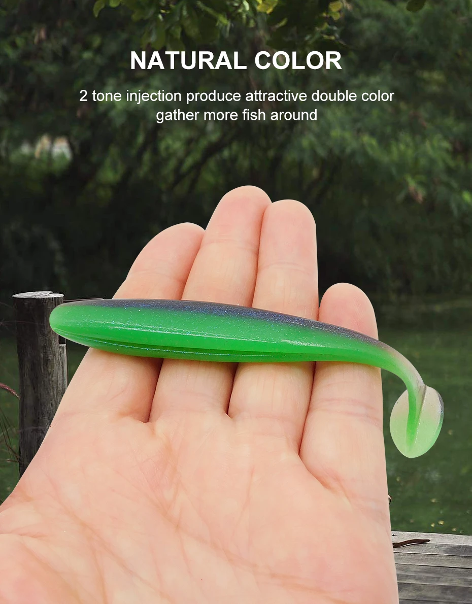 ESFISHING Angelköder ES Easy Shiner 100mm 6 Stück T-Tail Shad Plastikköder Pesca für Hecht Barsch Zander – Detail 5
