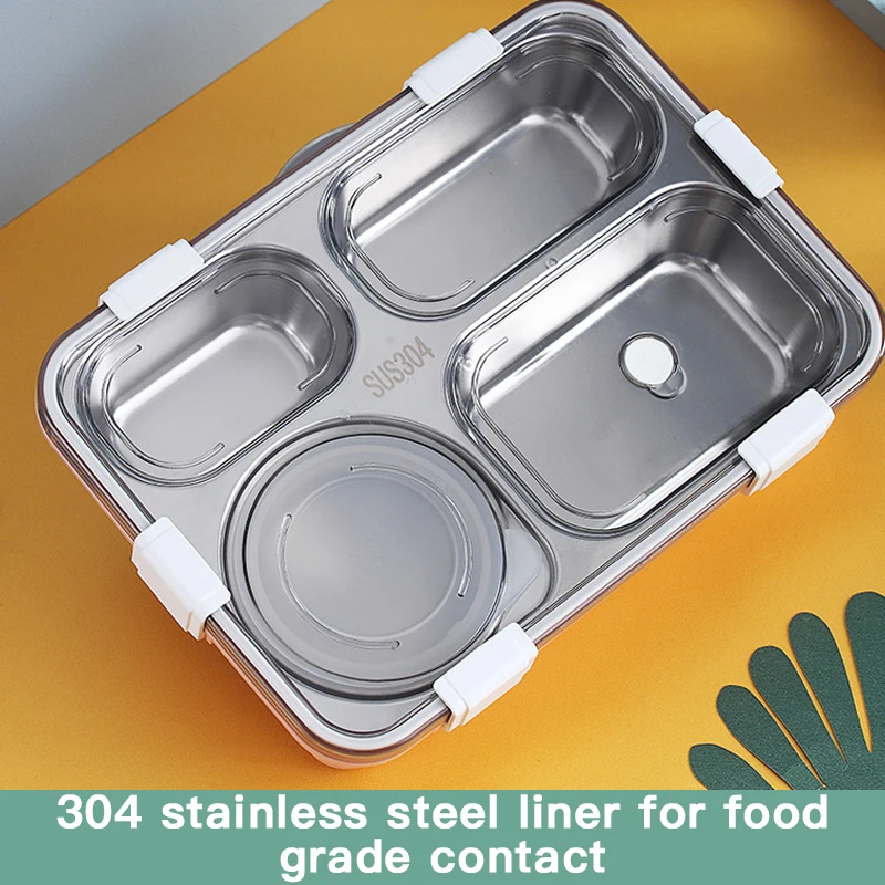 Stainless Steel Double-layer Lnsulated Lunch Box Sealed Divided Bento Box For Students Office Workers Household Preservation Box