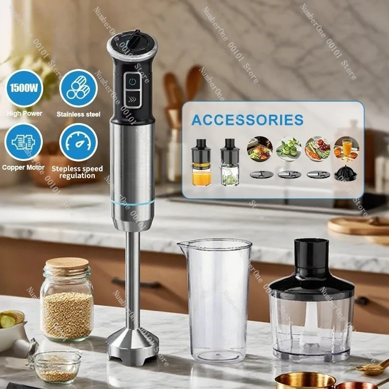 Professional 8 In 1 Hand Blender EU Plug 1500W Multi Function Immersion Blender Juicer Mixer Food Processor Vegetable Slicer