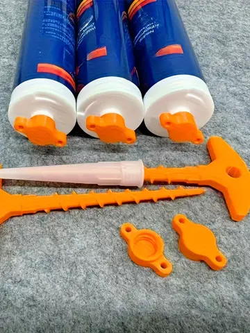 Silicone seal cap and seal gun nozzle removal tool, silicone seal cap used for open core tubes to prevent rapid drying