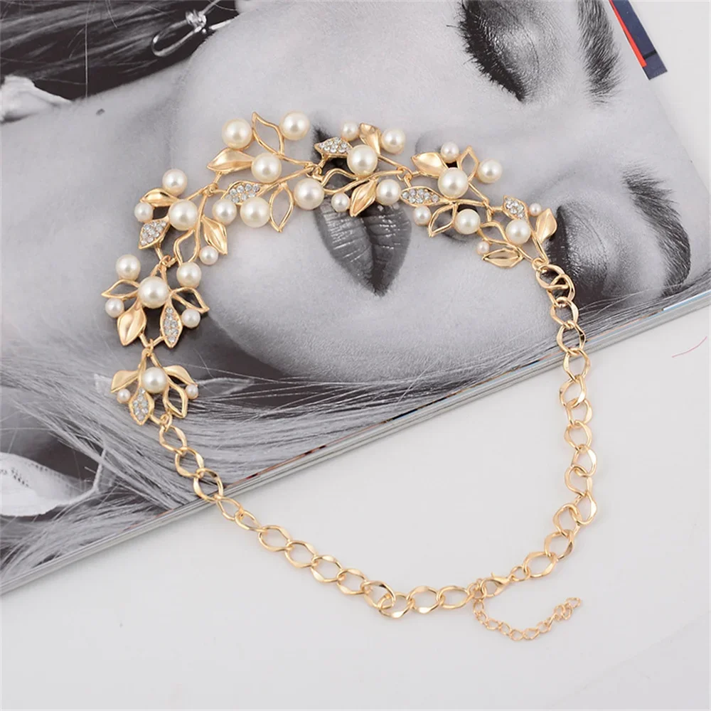 

Simulated Pearl Necklaces & Pendants Leaves Statement Necklace Women Collares Ethnic Jewelry For Gifts