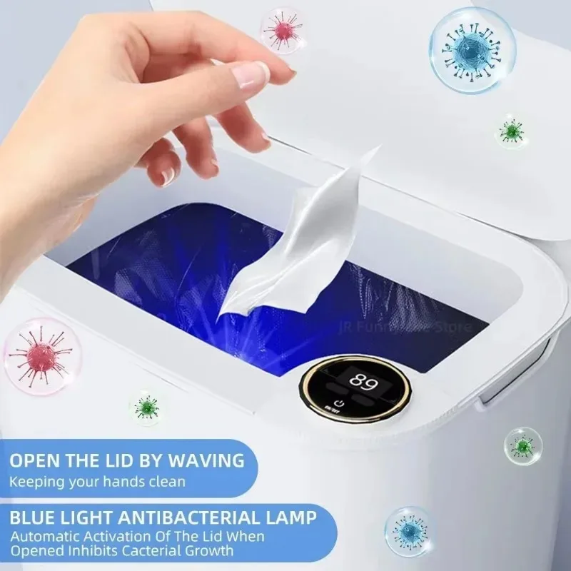 Vuilnisbak Smart Sensing Prullenbak met Display Type-C Opladen Automatische Prullenbak Keuken Toilet Prullenbak Huishoudelijke Artikelen