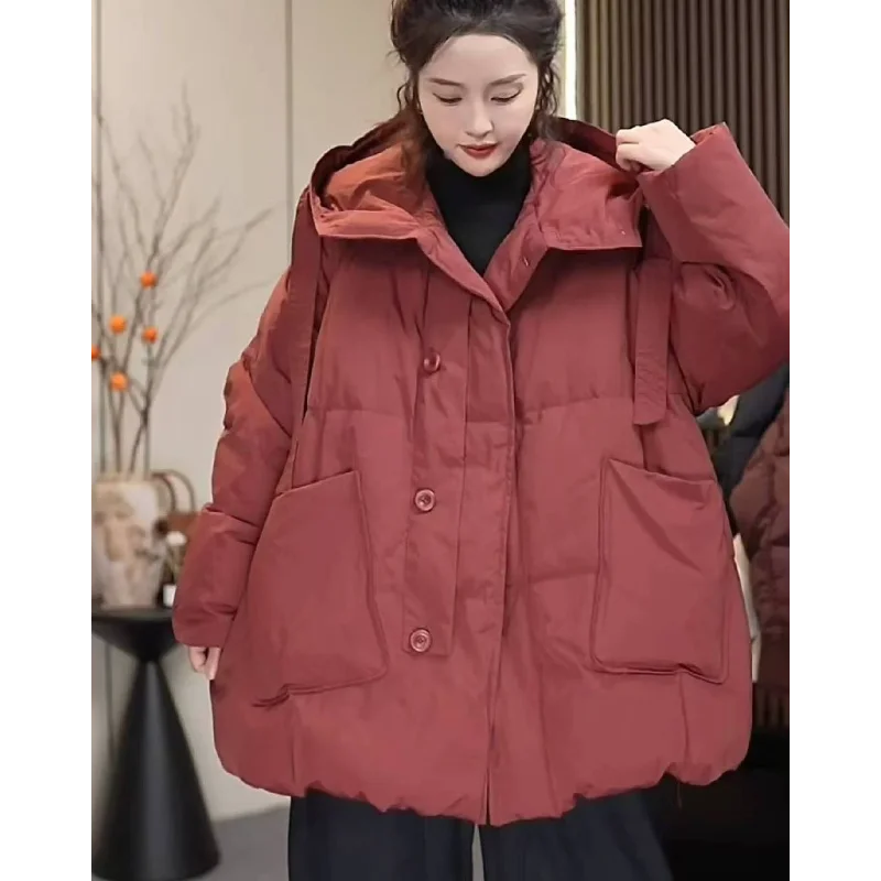 Women's New Down Jacket - Minimalist Design with Large Pockets Warm & Stylish Oversized Thickened Casual Outerwear