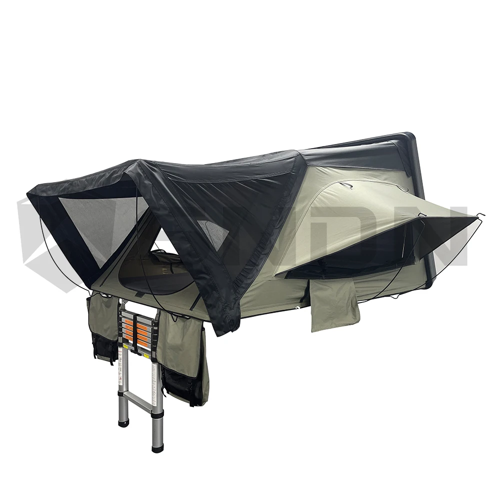 Wildlands Camping Hard Shell Roof Top Tent 4 Person 4wd Pick Up Car Side Open Rooftop Tent ABS Shell Lightweight