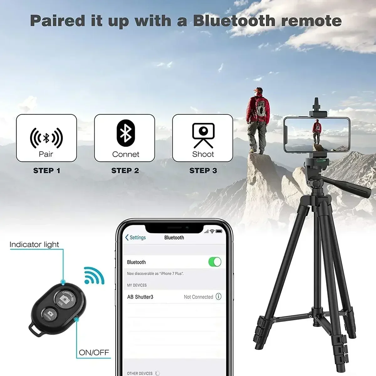 

Tripod For Phone Camera Tripod Stand with Bluetooth Remote Phone Holder Lightweight Universal Photography For Xiaomi Huawei DSLR