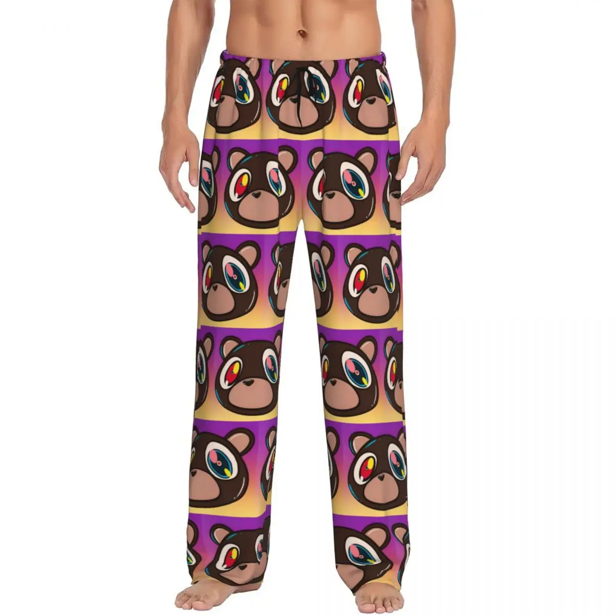 Custom Print Kanye West Pajama Pants for Men Dropout Bear Sleep Sleepwear Bottoms with Pockets