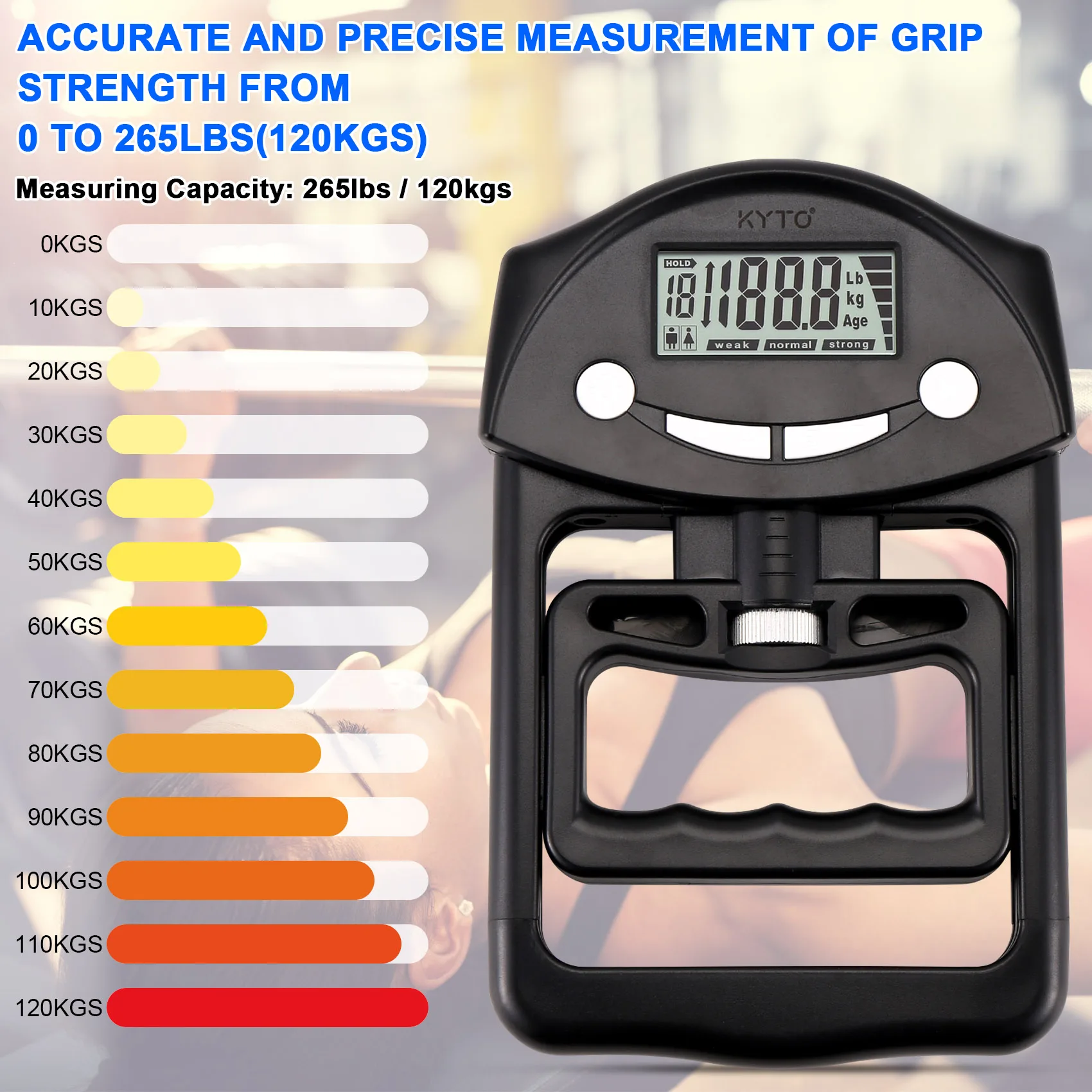 KYTO Grip Strength Tester,Hand Grip Dynamometer,Electronic Digital Hand Grip Strength Tester For Sports,School,Office,Home-A46I