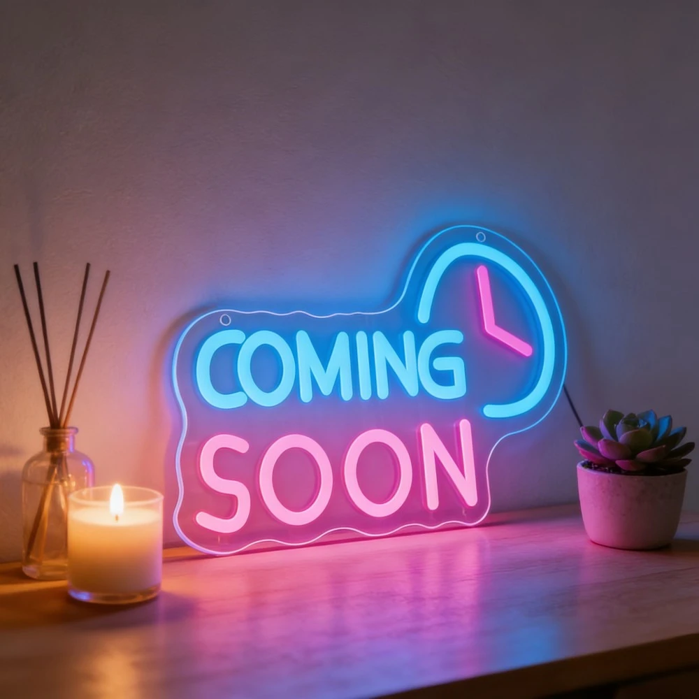Coming Soon Neon Sign LED Marquee Light for Shop Opening Restaurant Cafe Event Countdown Decor Pre Launch Business Gift