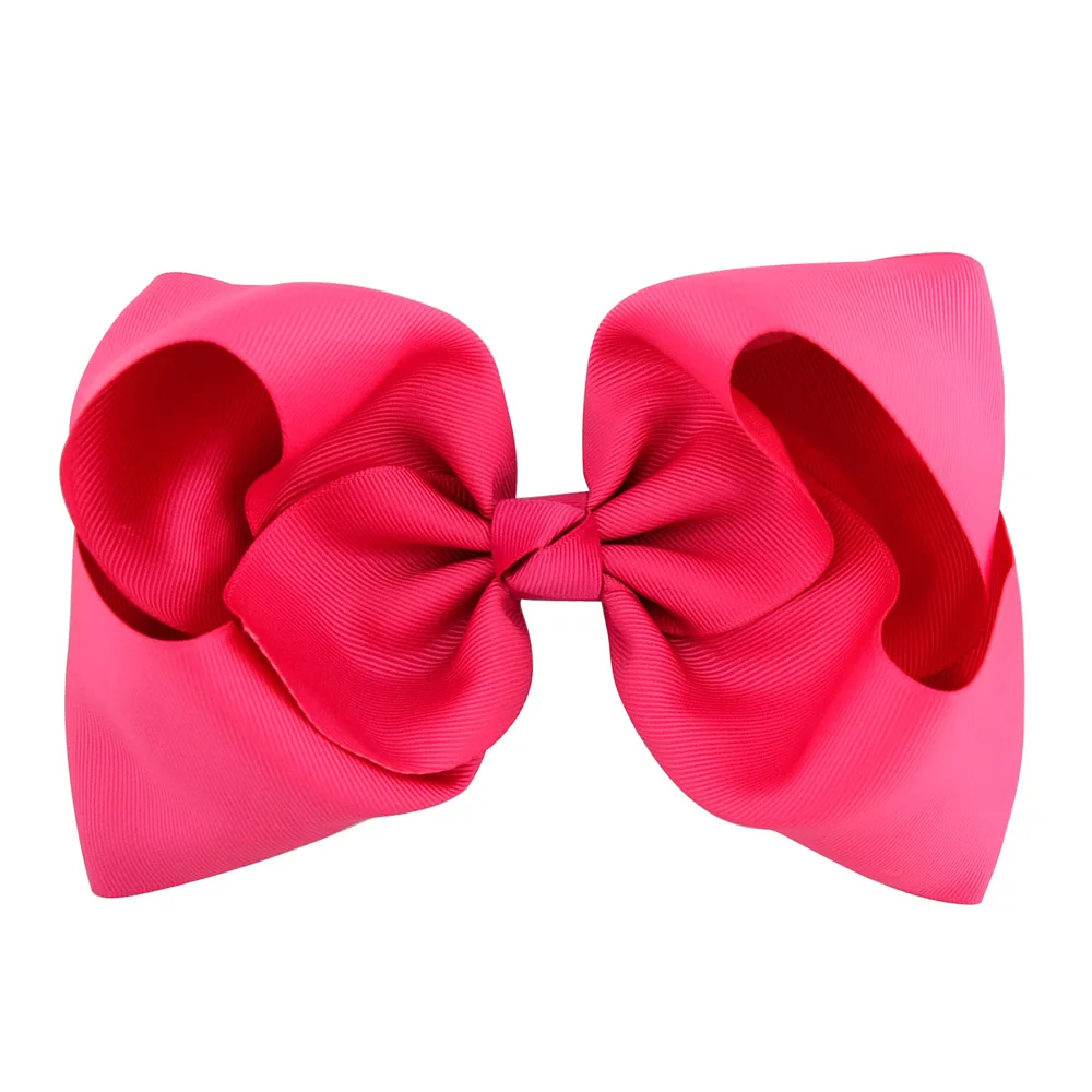 8Inch 1piece Kids Colorful Big Hair Bow Solid with Clip Boutique Solid Grosgrain Hairpins Hair Accessories Hairclips Wholesale