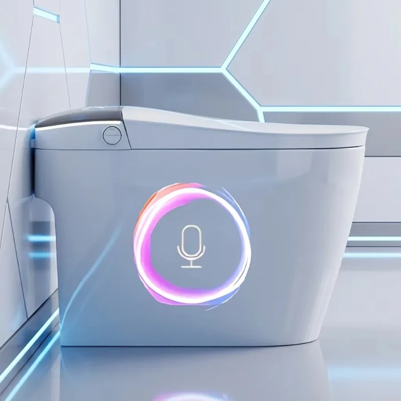 AI Voice Control Smart Toilet With Kick Flush, Hands-Free Operation, Self-Cleaning Nozzle For Modern Luxury Bathroom