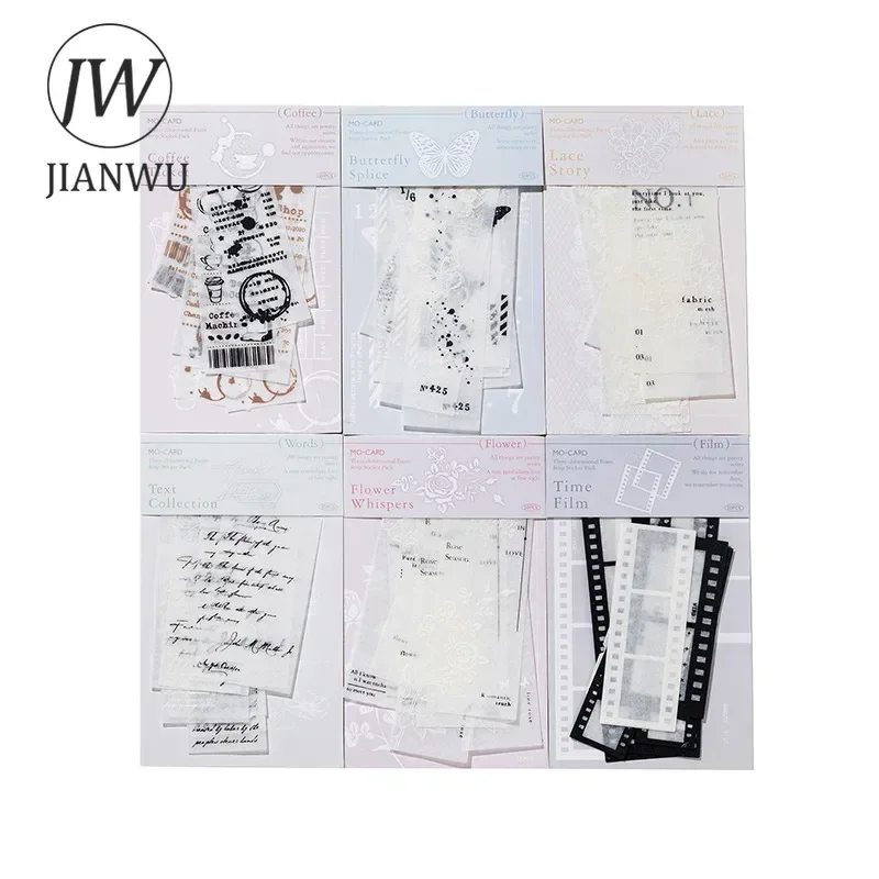 JIANWU All Things Have Poetry Series Vintage Lace Butterfly Flower Material Collage Sticker Creative DIY Journal Stationery