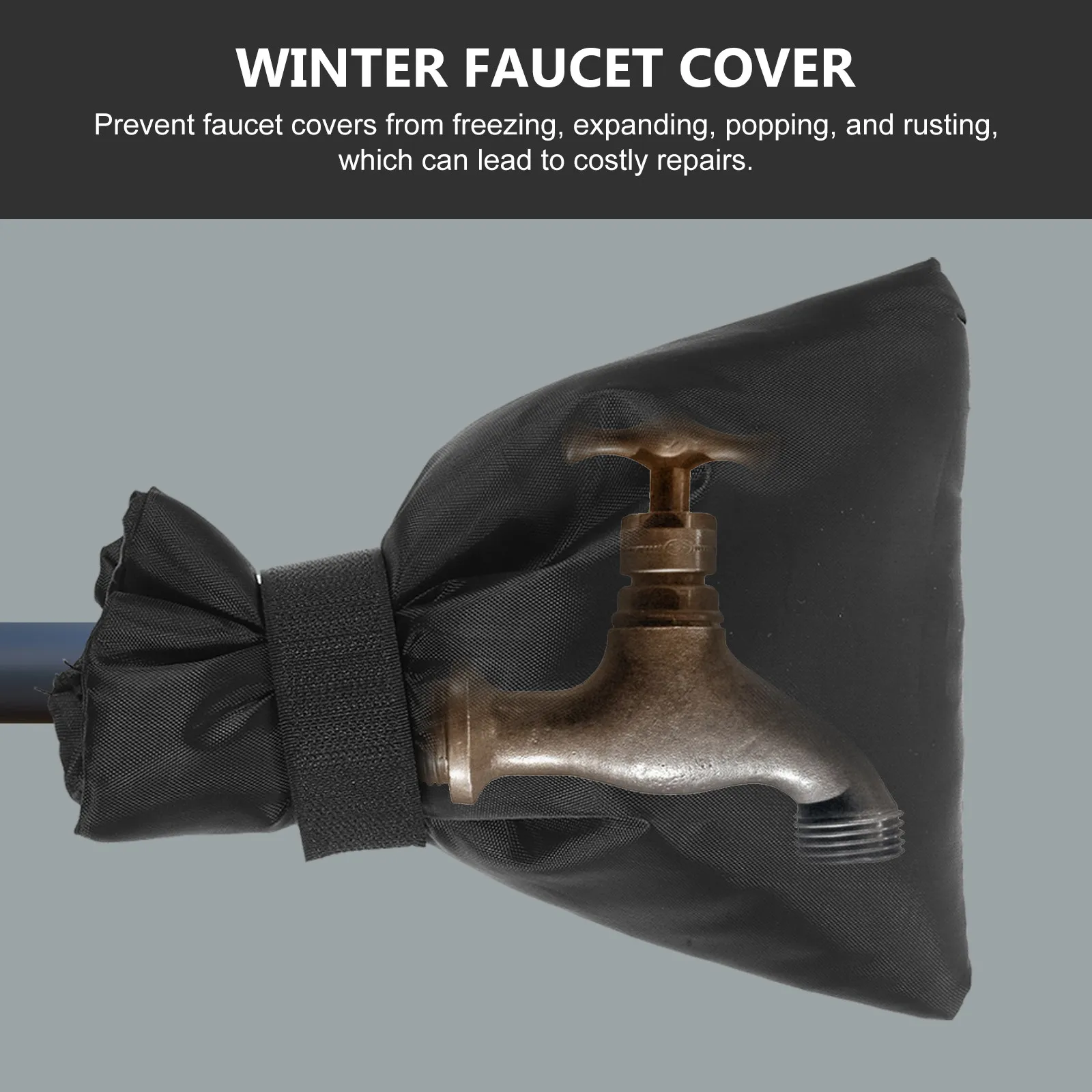 2Pcs Black Outdoor Faucet Covers – Anti-Freeze Insulation Frost Protector for Winter Tap Protection