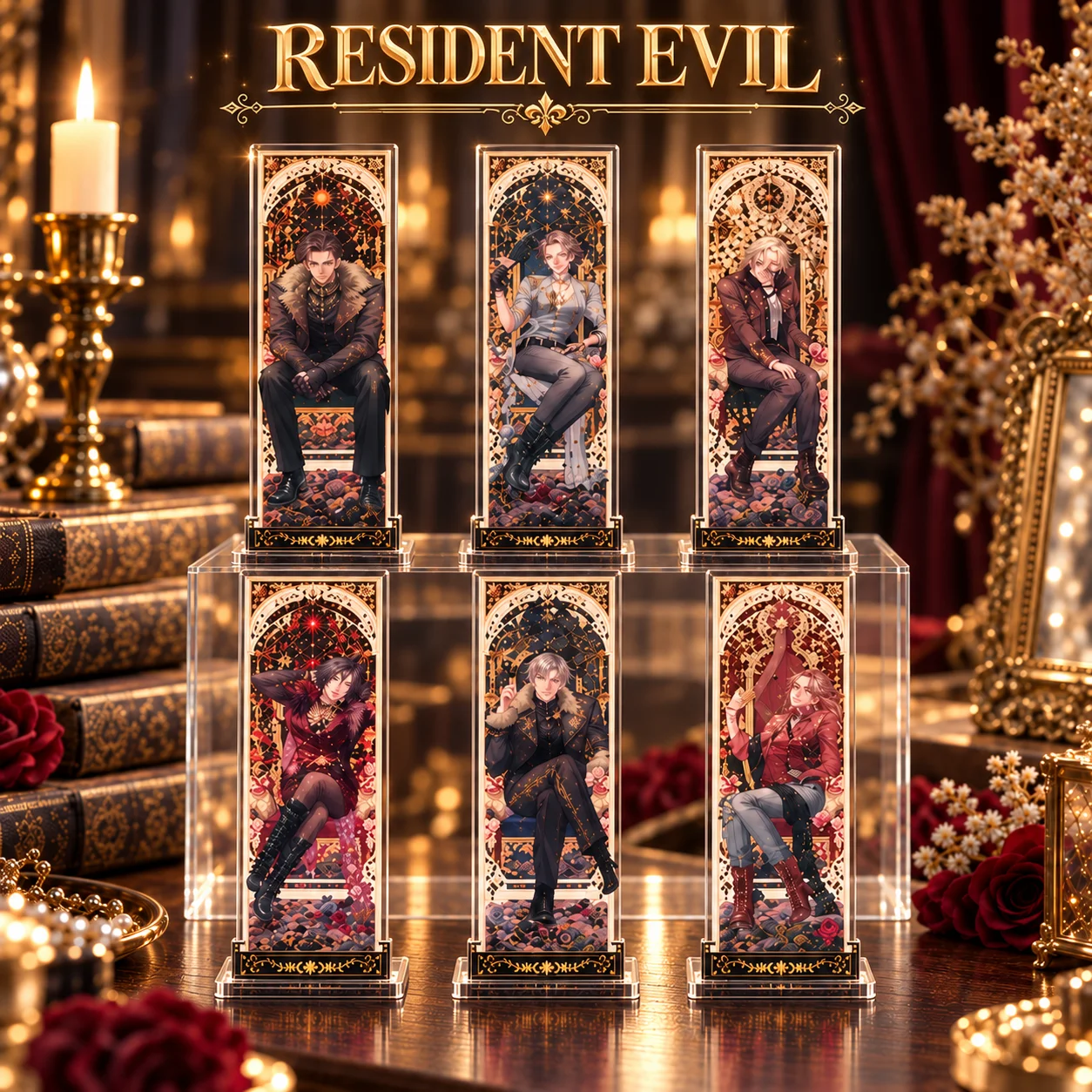New Game Resident Evil Vintage Gothic Art Leon Ada Claire Chris Elegant Retro Ornament Acrylic Stand Keychain Collection Gift
