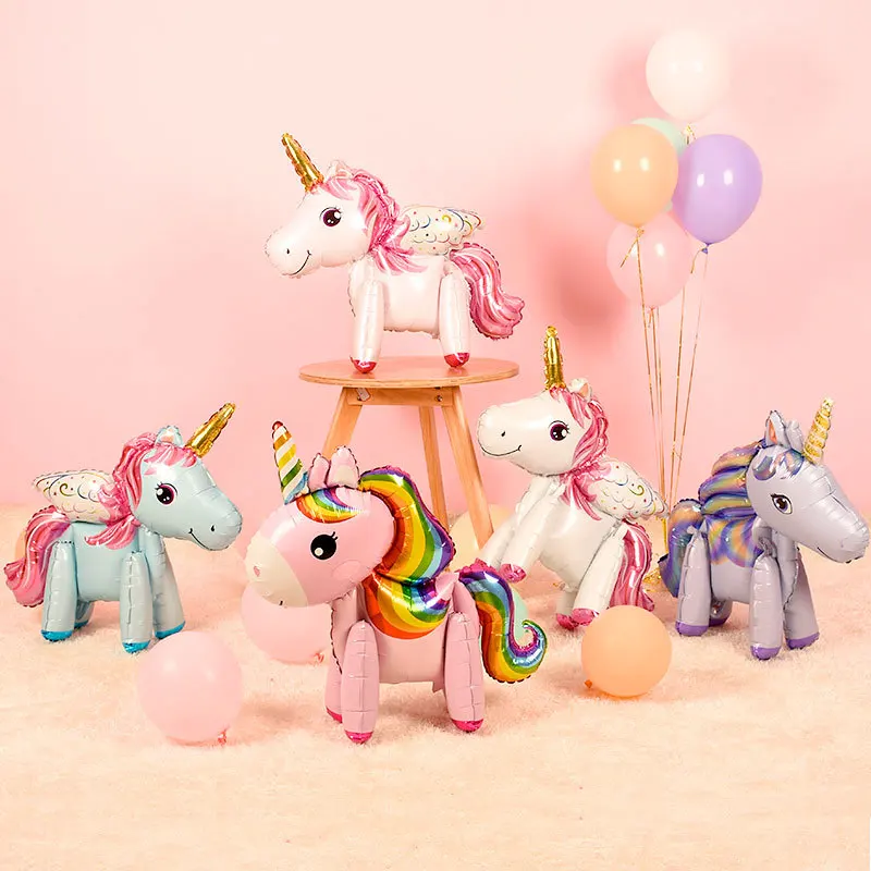 Balloon Birthday, First Anniversary, Birthday Party Decoration, Cartoon, 3D Unicorn, Pauli, Pegasus, Aluminum Film Balloon