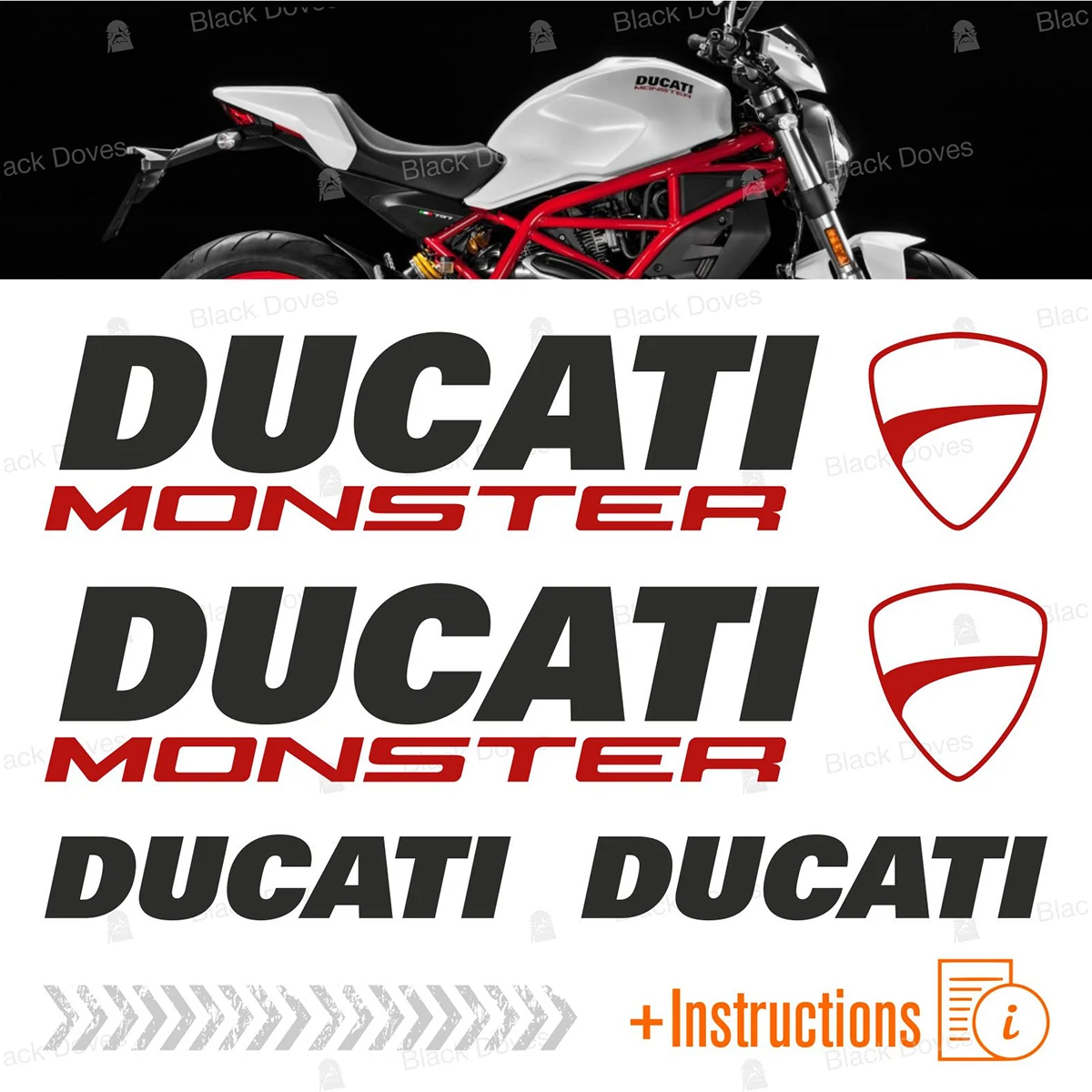 

Vinyl Ducati Monster Sticker Motorcycle Tank Decals Logo