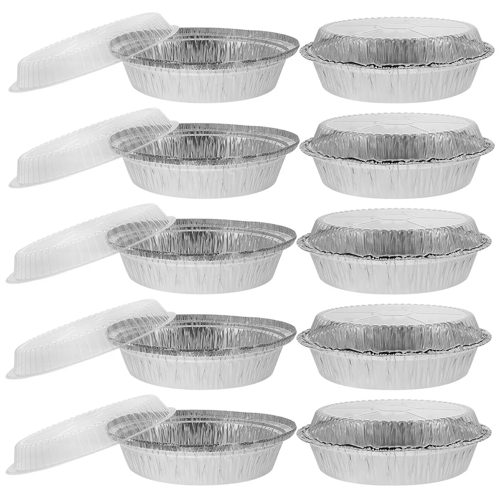 

40 set Aluminum Round Tinfoil Pan Pans 7 Inch Baking Grilling Containers with Lid for BBQ Picnic Food Storage Kitchen