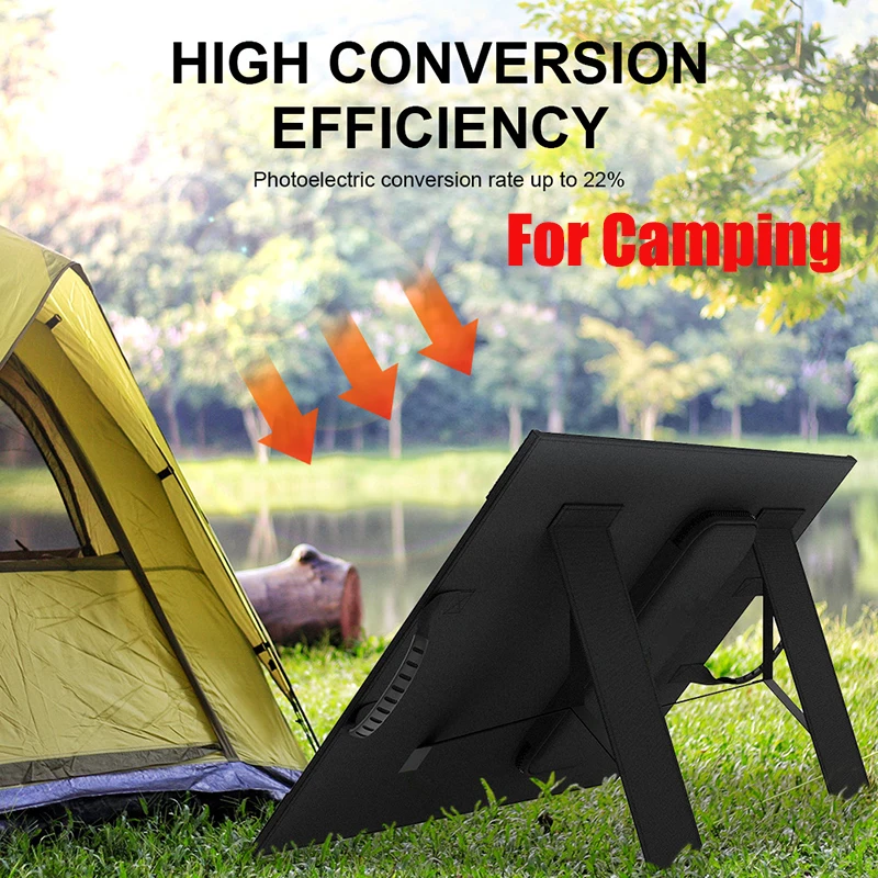 Imagem -02 - Completa Camping Estação de Energia Dobrável Mppt Carregador Portátil do Gerador 18v Kit Painel Solar Carro Barco Caravana Acampamento 60w