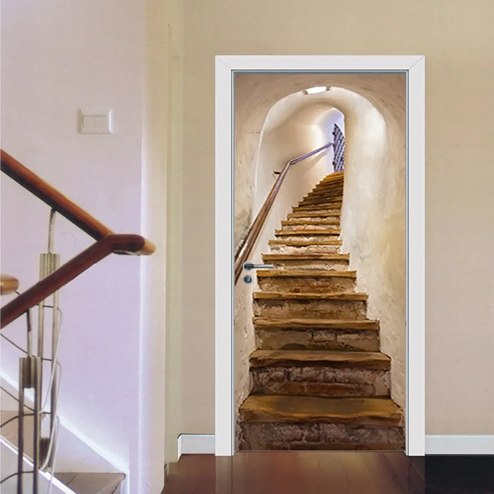 

Simulation 3D Decorative Door Stickers Arch Staircase Corridor Door Stickers Bedroom Personalized Self-adhesive Wall Stickers
