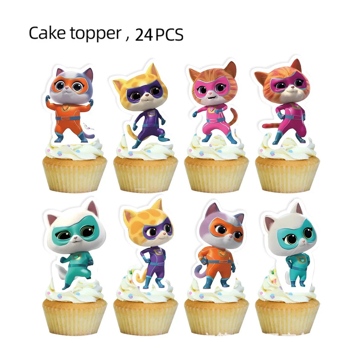 Superkitties Happy Birthday Party Decor Paw Meow Cat Super Kitties Geschirr Tischdecke Teller Tasse Geschenkset Kinderparty-Spielzeug