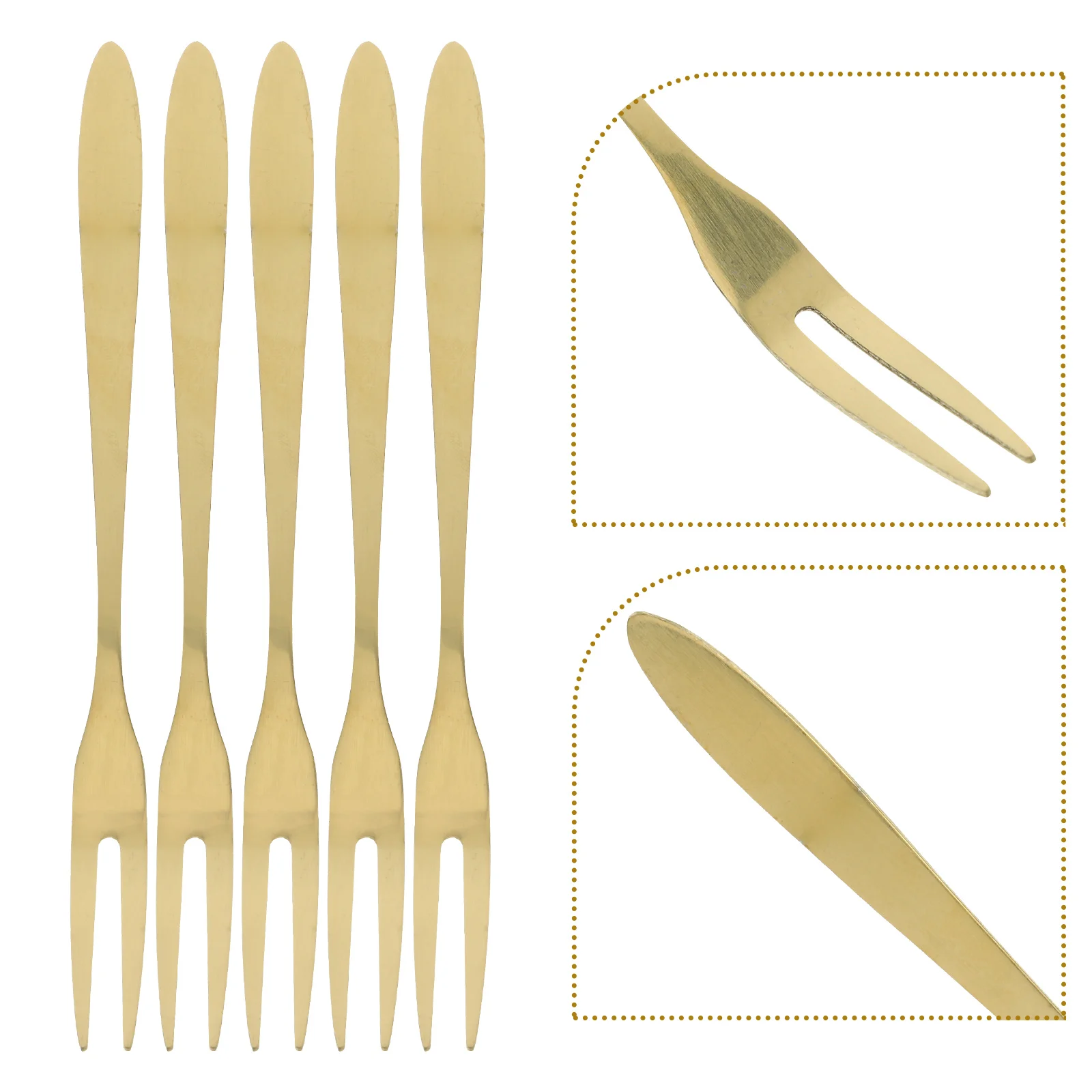 

10Pcs Stainless Steel Fruit Picks Two Prongs Stylish Tableware for Party Dessert Salad Bar Ktv Stainless Steel Fruit Fork