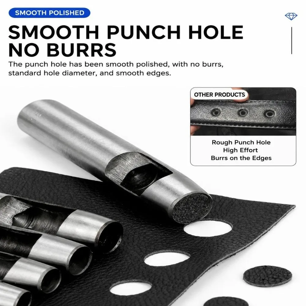 3pcs 1.5mm Hole Size Round Hole Puncher Hollow Round Design Straight Round Punch DIY Punch Tool Grommet Snap Rivet Setter
