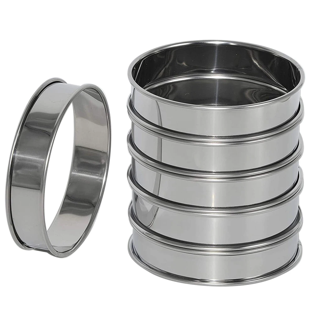 6 Pack 4 Inch Double Rolled English Muffin Rings Stainless Steel Crumpet Rings Tart Rings Round