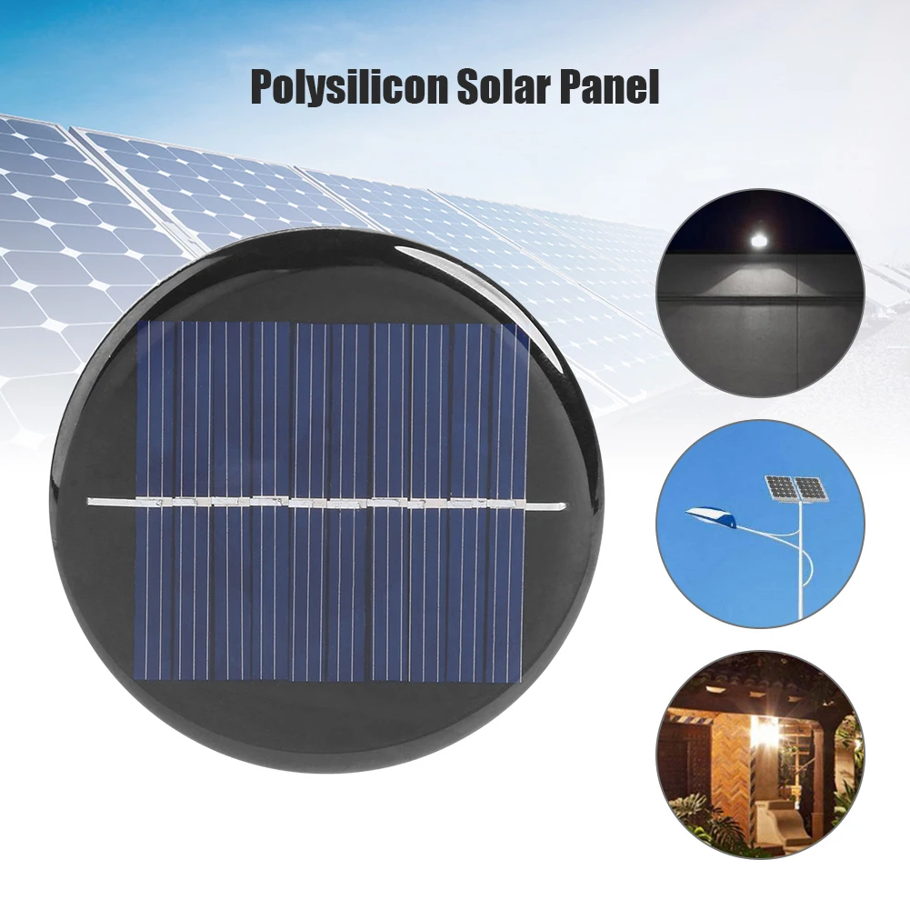 1-3PCS 0.28W 5V 60mm Round Solar Panel Board DIY Power Bank Battery Cell Charger Portable Mini Solar System Polycrystalline