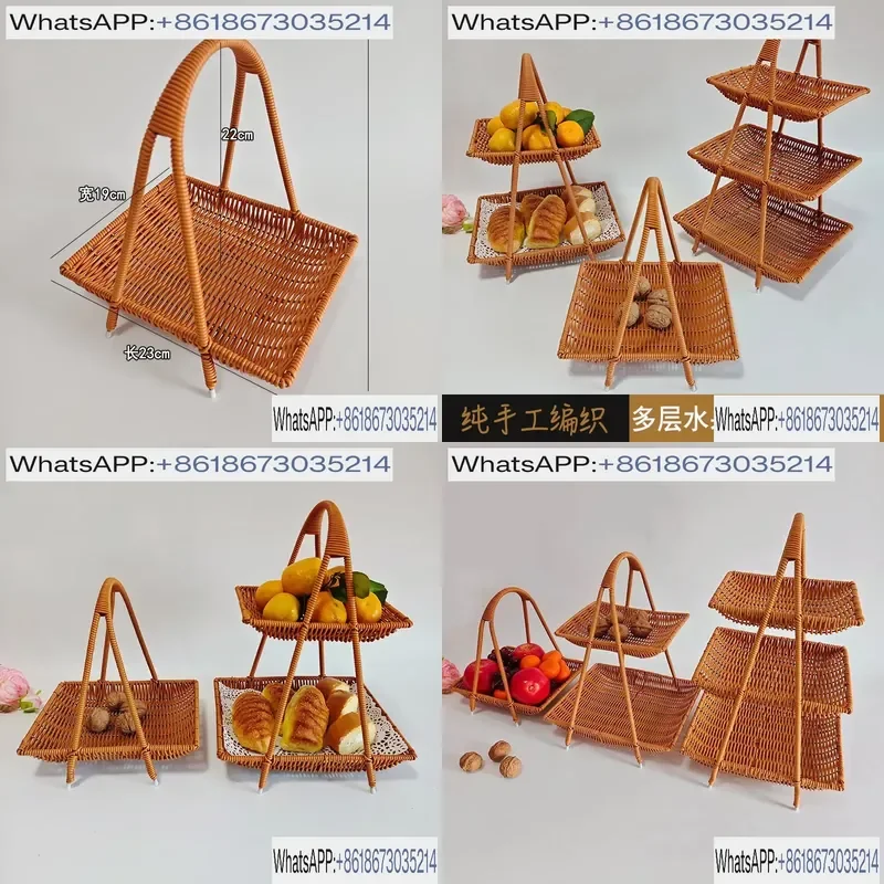 1pcs Handmade Imitation Rattan Creative Multi Layer Tray