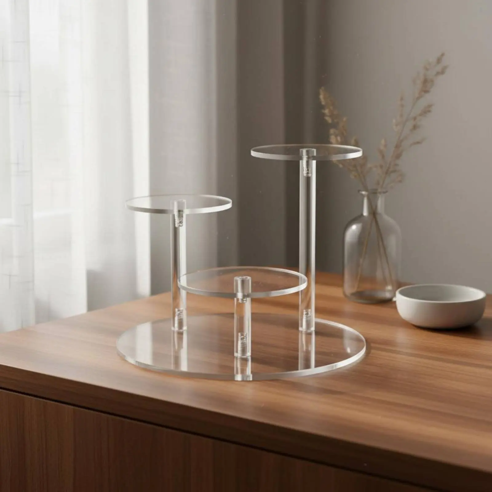 Multi-Tier Display Stand Long-Lasting Acrylic Display Riser Clear Tiered Stand Reusable Perfume Organizer Shelf for Countertop view 3