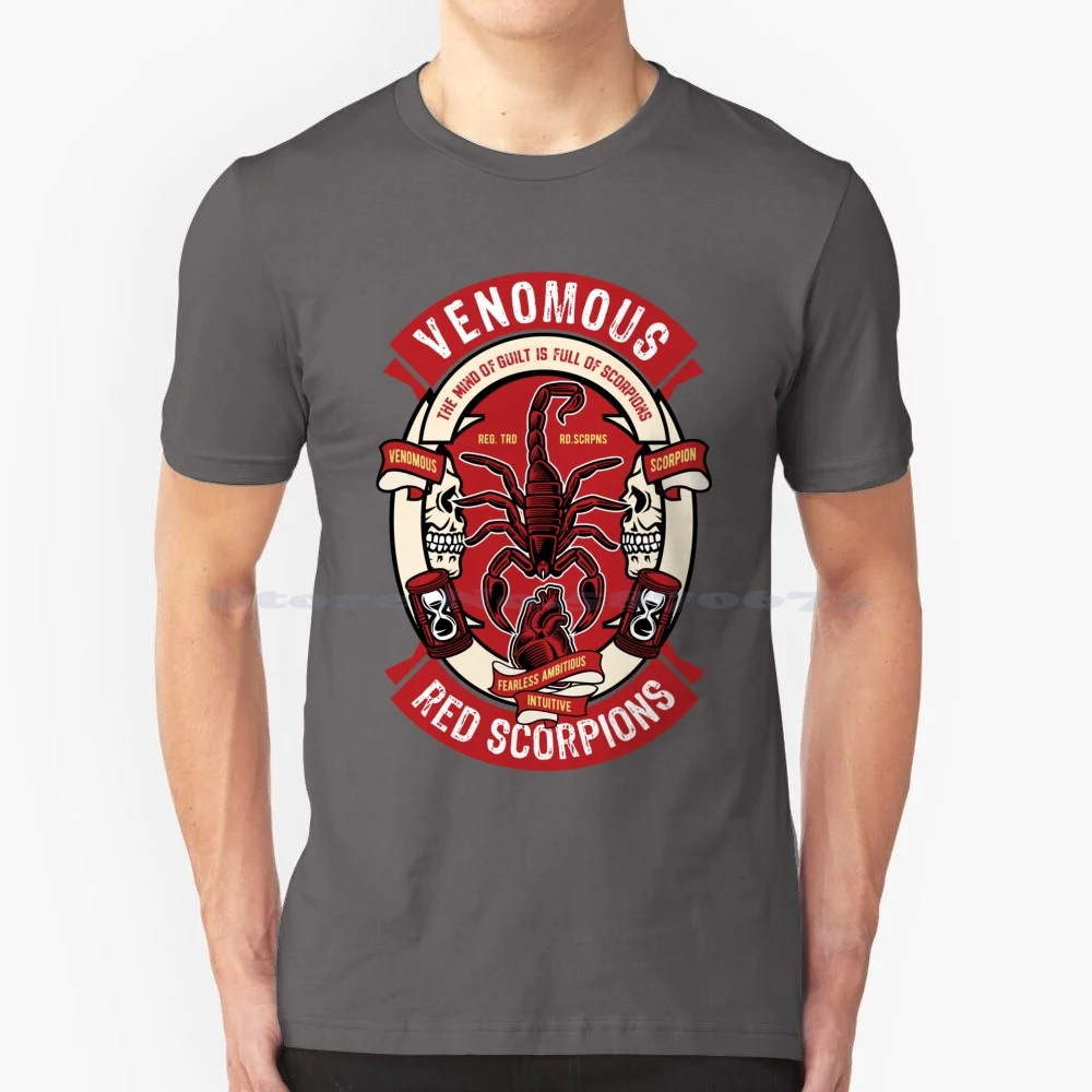 Toxic Poisonous Red Scorpions , Fearless , Intuitive , Ambitious! T Shirt 100% Cotton Tee Red Scorpions