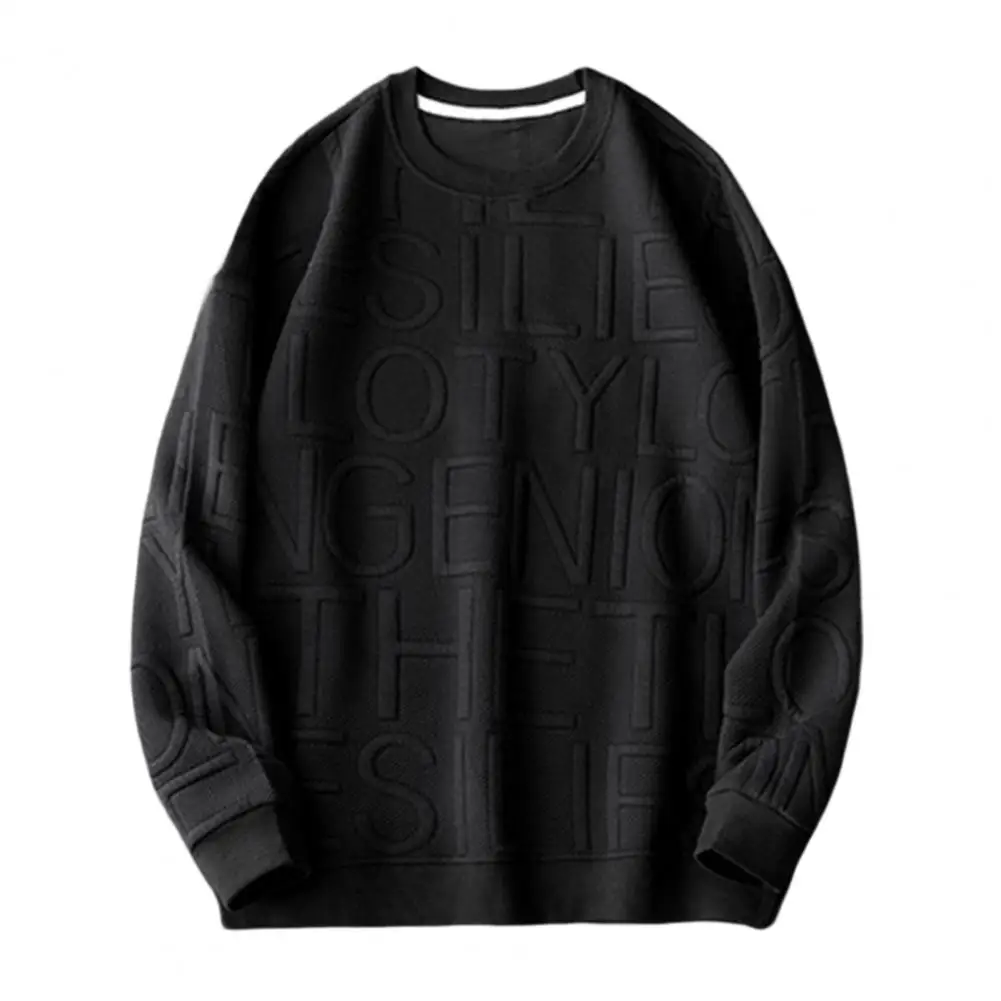 

Spring Sweatshirt Breathable Elastic Cuff Spring Sweatshirt Round Neck Streetwear Men Autumn Sweatshirt for Daily Wear