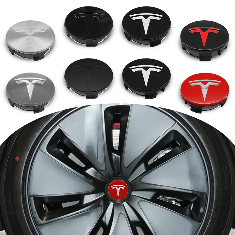 4Pcs 56 60mm Auto Wheel Center Hub Tyre Caps 60mm Rim Cover Sticker Badge Emblem Accessories For Tesla Model 3 Model S X Model Y