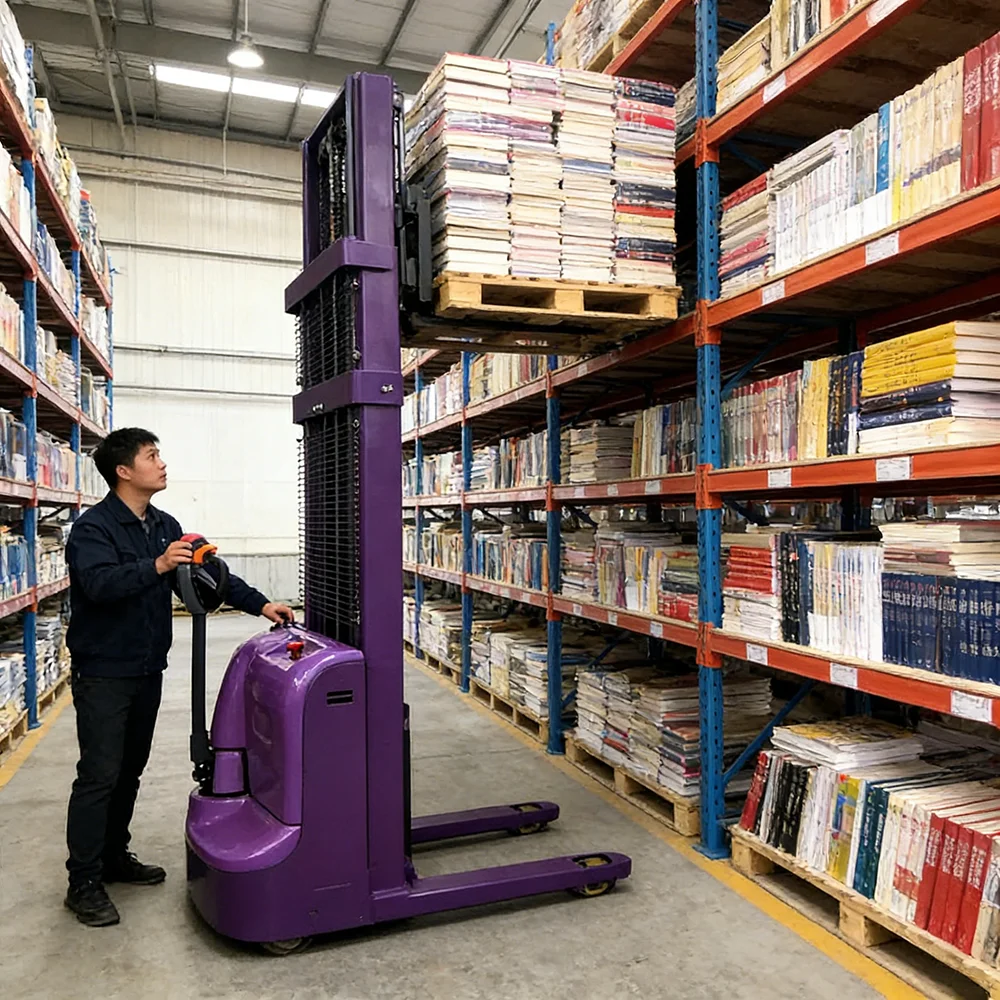 High Reach Electric Forklift 2 Ton 3.5m Height Heavy Duty Stacker For Large Scale Manufacturing Facilities