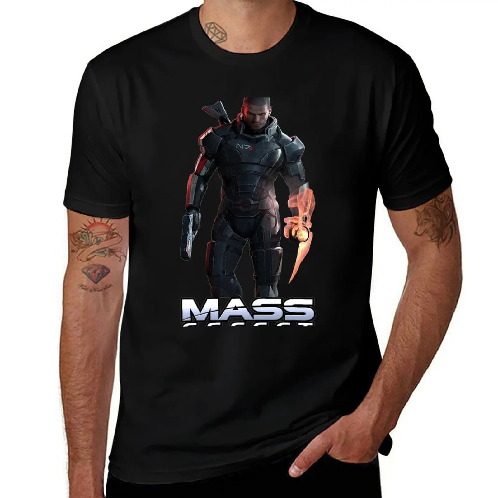 Commander Shepard Mass Effect T-Shirt Work Daily Short Sleeve Top T-Shirt