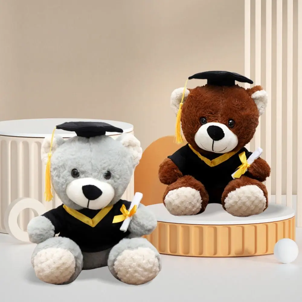 

Lovely 25cm Graduation Bear Doll Dr. Hat Stuffed Soft Sitting Bear Doll Plush Dr. Bear Graduation Gift