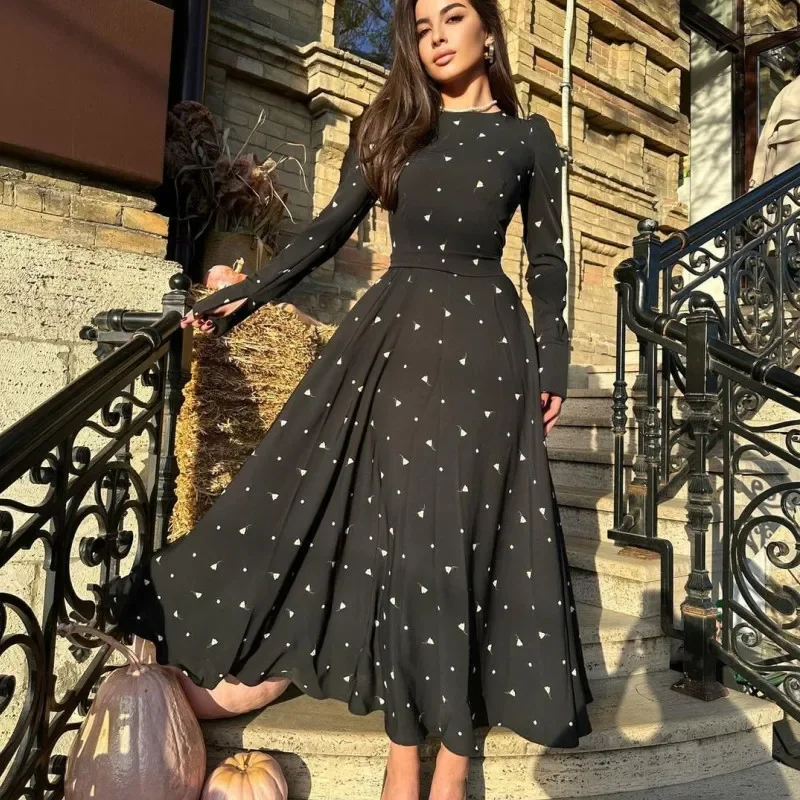 Blumen druck lässig Langarm Maxi kleider hohe Taille Schnür kleid für Frauen Frauen O-Ausschnitt Strand Boho Chic Kleid elegante Robe