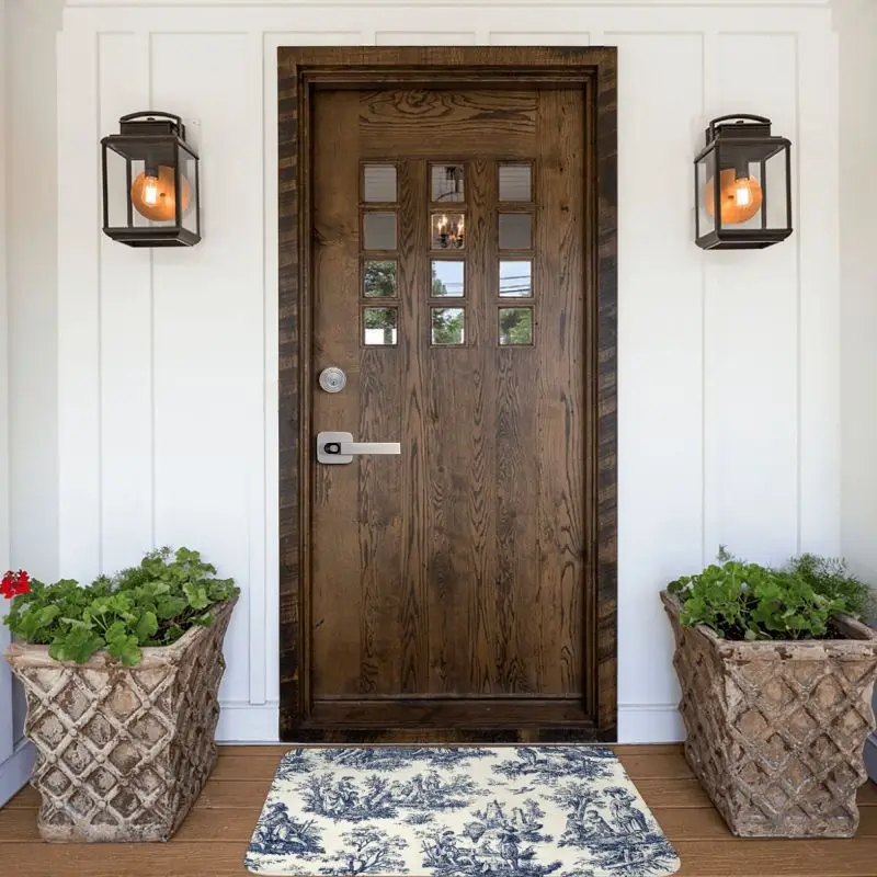 Personalized Vintage Toile De Jouy Doormat Mat Anti-Slip Navy Blue And White Kitchen Bath Toilet Rug Carpet 40*60cm