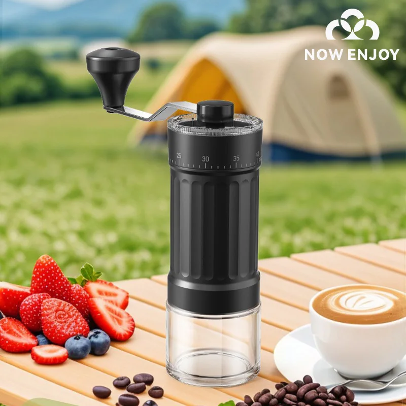 NOW ENJOY Manual Coffee Grinder 40 Adjustable Settings Stainless Steel Conical Burr Capacity Hand Crank for Espresso Pour Over