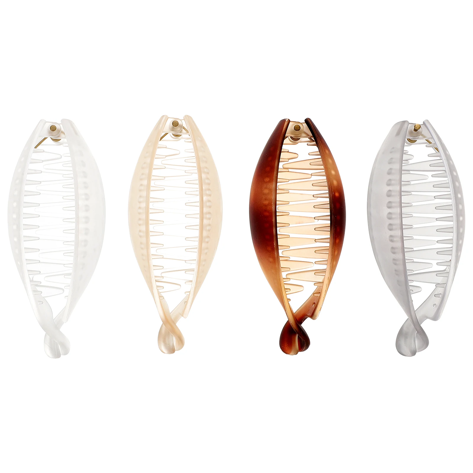 

4 Pcs Set Banana Clips Transparent Banana Clips For Thick Yellow Blue Gray Hair Clamps Brown Non Slip Hair Accessories