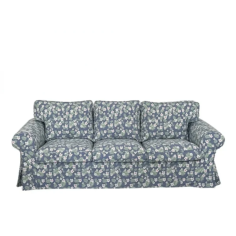 Customized EKTORP Three-person Sofa Cover Lattice  Linen Sofa Cover Sofa Covers for Living Room Couch Covers for Sofas