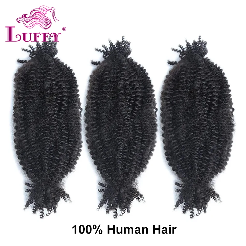 Human Hair Afro Kinky Curly Spring Twist Hair Extensions Double Drawn No Weft Human Braiding Hair Bulk For Twist Braids