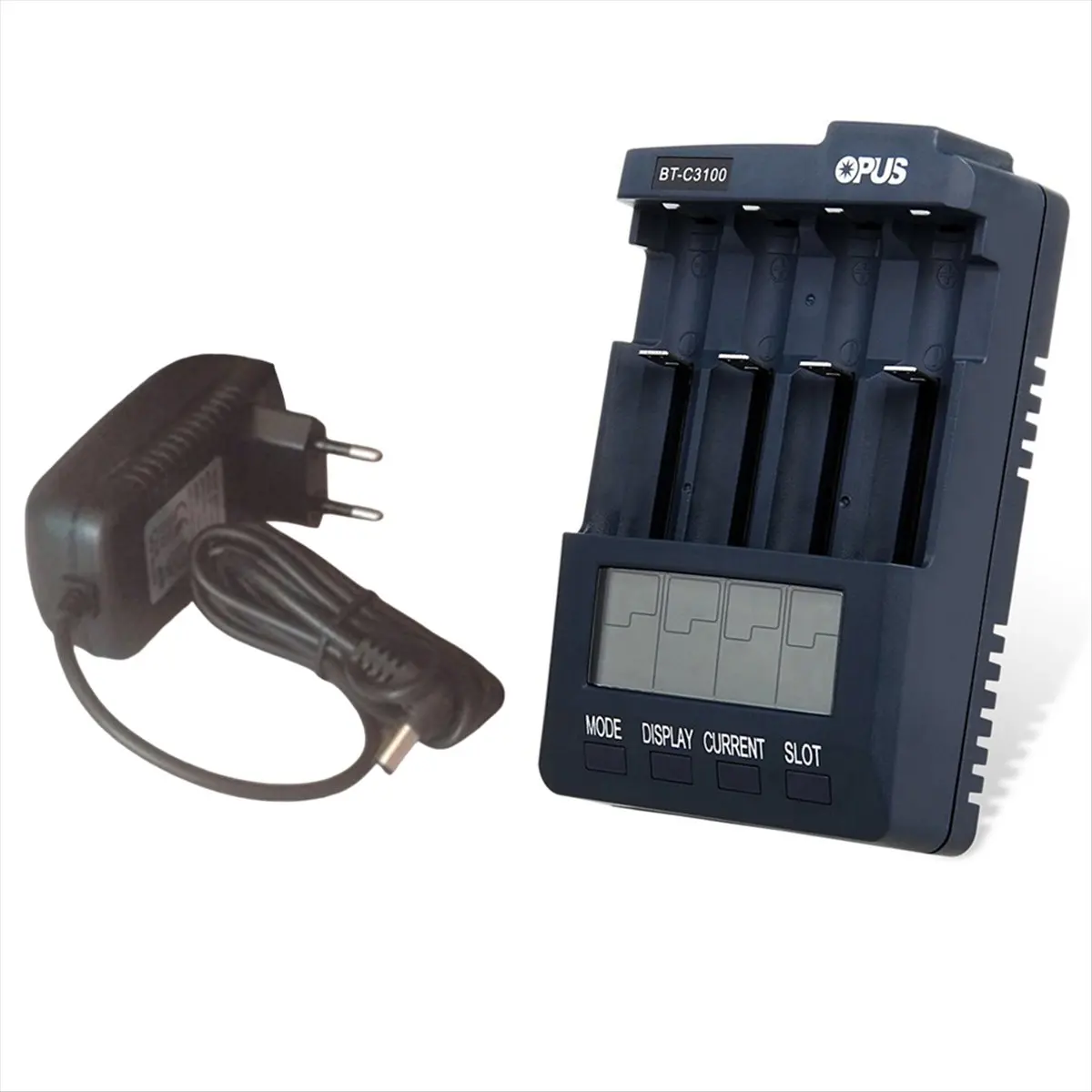 #55G chargers,BT-C3100 4 Slots Smart Universal Battery Charger Adapter EU PLUG (Black)