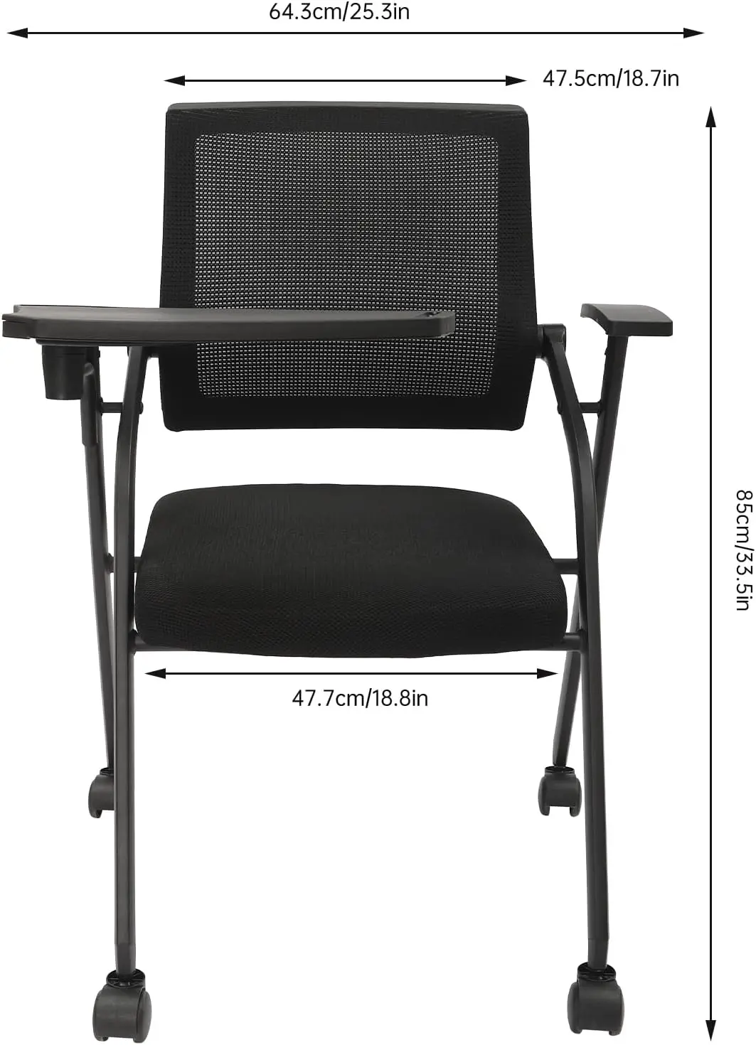 1Pcs Mesh Guest Reception Stack Chair With Caster Arms For Office Conference, Reception, Training Room Chair, Schools, Meeting