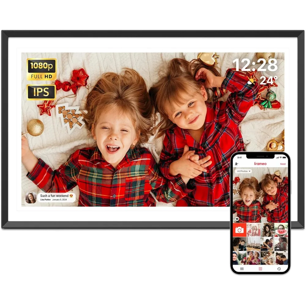 

Digital Picture Frame 15.6 inch, WiFi Digital Photo Frame with 32GB Storage, FHD IPS Touch Screen, Auto-Rotate