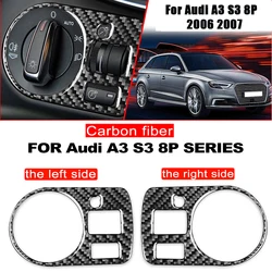 Carbon Fiber Headlight Switch Stickers For Audi A3 S3 8P 2006 2007 Interior Accessoire Voiture