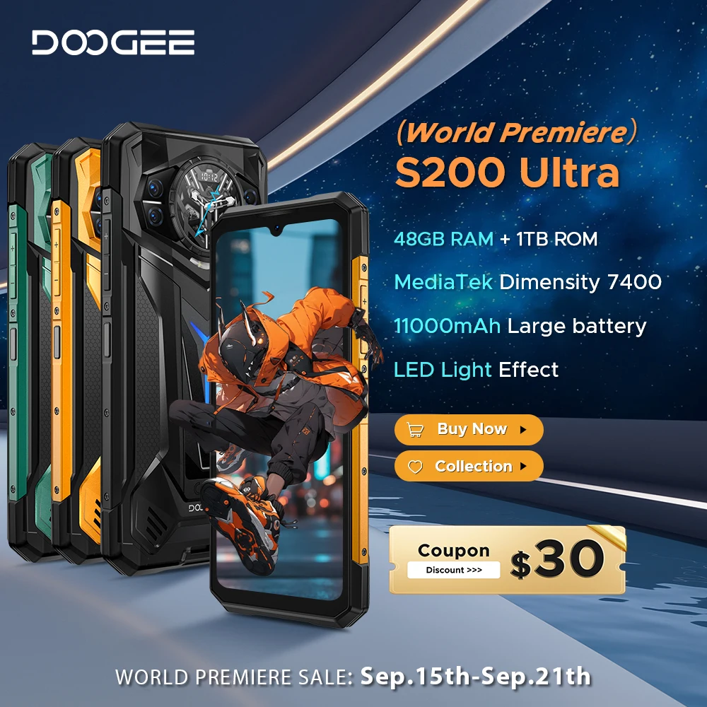 Мировая премьера DOOGEE S200 Сверхпрочный телефон 48 ГБ + 1 ТБ Размер 7400 6,72 дюйма FHD + 120 Гц Экран 11000 мАч Аккумулятор 66 Вт NFC-смартфон Мировая премьера DOOGEE S200 Сверхпрочный телефон 48 ГБ + 1 ТБ Размер 7400 6,72 дюйма FHD + 120 Гц Экран 11000 мАч Аккумулятор 66 Вт NFC-смартфон