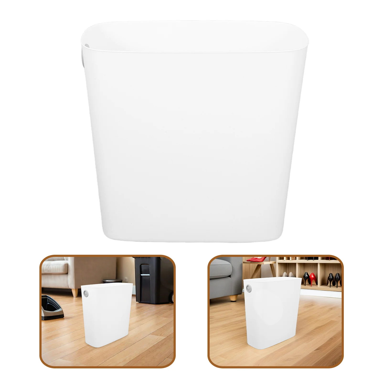 

2pcs Slim White Plastic Trash Can Narrow Waste Basket For Bathroom Kitchen Dorm Under Sink Garbage Bin Clip Ring