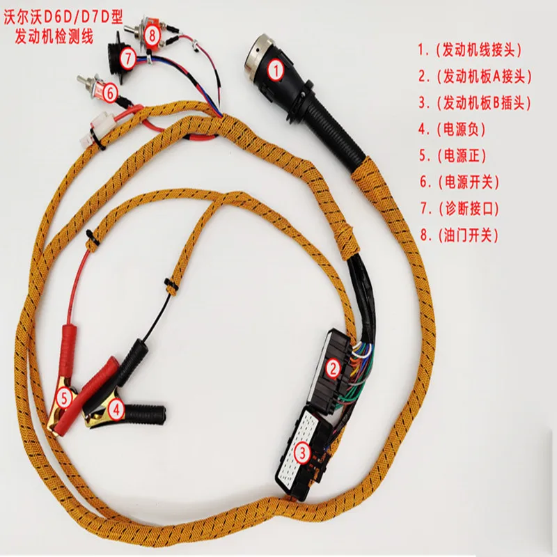 Excavator parts for EC210B/240B D6D/D7D engine start test harness