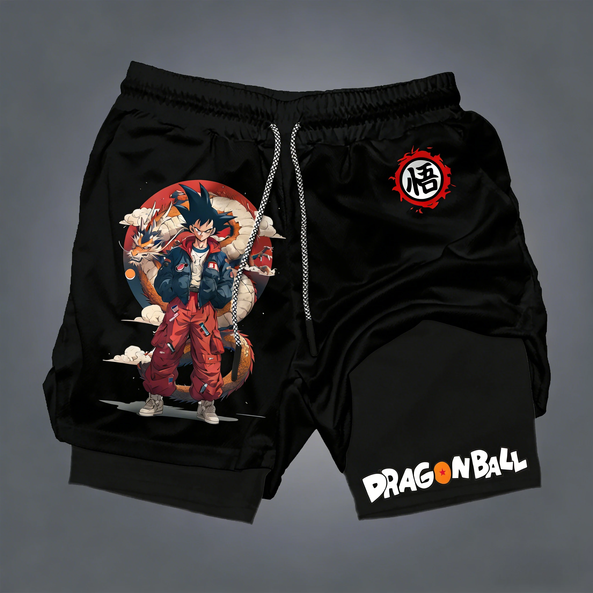 

Двухслойные шорты с принтом Dragon Ball Goku, быстросохнущие, свободные, мужские и женские, летние, влагоотводящие и дышащие спортивные шорты